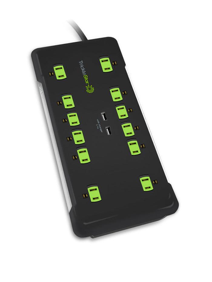 TS1205 12 Outlet Surge Protector with 2 USB Ports TrickleStar